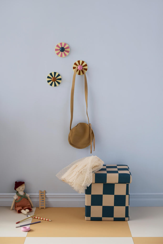 Pouf 30cm mit Stauraum - Check Teal - Kid's Concept