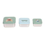 Snackdoosjes stainless steel - set van 3 - Tiny Team - Dog