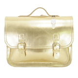 Lederen schooltas met gespen - Gold