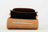 Lederen schooltas met gespen - Peach