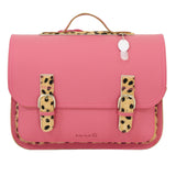 Lederen schooltas met gespen - Leo Antique Pink