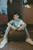 Lederen schooltas met magneetsluiting - Dino Moss