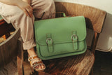 Lederen schooltas met gespen - Pastel Green