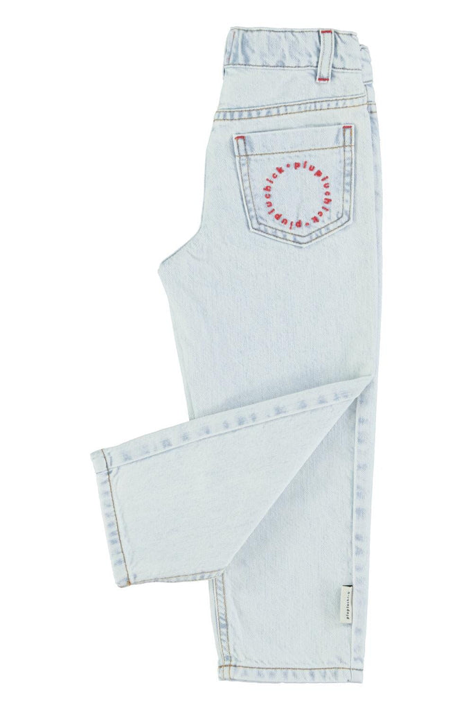 Washed light blue denim
