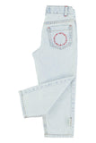 Washed light blue denim