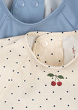 Afwasbare slabbetjes met mouwen - Navy Dot / Rain washed