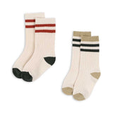 2er-Pack Rippsocken - Green stripe - Konges Slojd