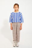 Gebreide top met kraagje - ecru & blauw