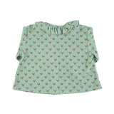 Blouse in terrystof - groen met multicolour pijltjes