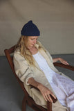 adult beanie fonzie - blue - hvid
