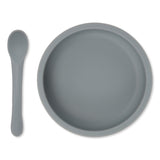 Kom & lepel siliconen set - Quarry blue - Konges Slojd