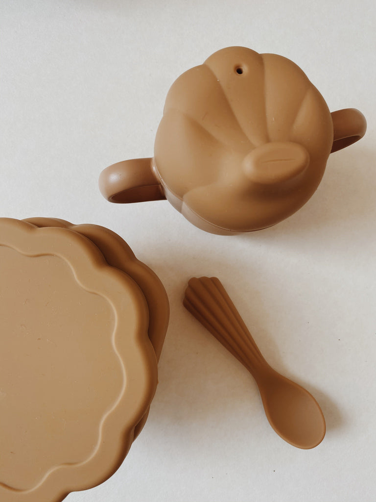 Konges Slojd - Siliconen serviesset Clam - Terra cotta